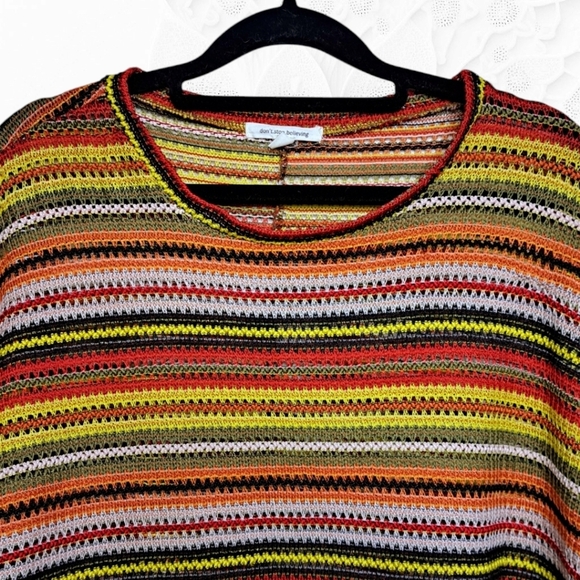 Anthropologie Don’t. Stop. Believing. Multi-Colored Striped Wide Sleeved - Picture 3 of 4